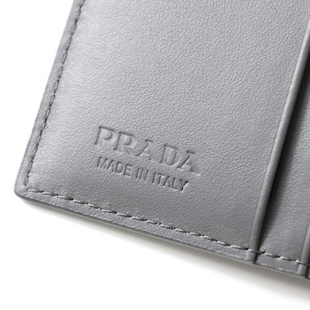 Prada Marmo Marble Grey Vitello Daino Leather Silver Triangle Logo Bifold - Picture 5 of 7